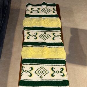 Hand Knit Green and Yellow Knit Blanket
